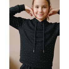 İnebolu Kids Inebolu Kids Kız Çocuk Full Boncuk Taş Detaylı Kapüşonlu Sweat Eşofman Takım