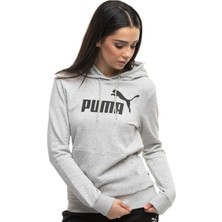 Puma Kadın Kapşonlu Beyaz Siyah Ess Logo Hoodie Regular Fit Günlük Kullanım İçin