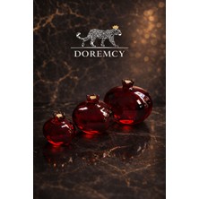 Doremcy Seramik 3’lü Nar Şeklinde Dekoratif Obje Seti – Kırmızı Bereket ve Şans Simgesi