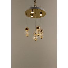 GN Gen Aydınlatma Lüks Gold Detaylı Kristal Balon Formlu 4’lü Çemberli Serisi 4 Modlu Modern Şık Sarkıt Avize