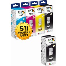 Ero Print Epson EcoTank L3156 Yazıcı İçin 3 Renkli + 2 Siyah Muadil Mürekkep