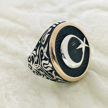 Canka Ay Yıldız Türk Bayraklı 925 Ayar Gümüş Erkek Yüzük
