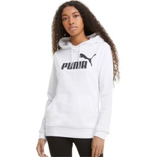 Puma Kadın Kapşonlu Ess Logo Hoodie Beyaz Siyah Sweatshirt