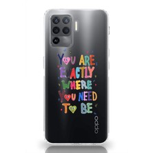 Manitoba Oppo Reno 5 Lite Uyumlu Baskılı Yumuşak Silikon Şeffaf Telefon Kılıfı