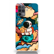 Manitoba Oppo Reno 5 Lite Uyumlu Baskılı Yumuşak Silikon Şeffaf Telefon Kılıfı