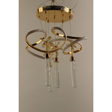 GN Gen Aydınlatma Lüks Gold Baloncuklu Kristal 4 Sarkıtlı Çemberli Serisi 3 Renk Modern Kelebekli Avize