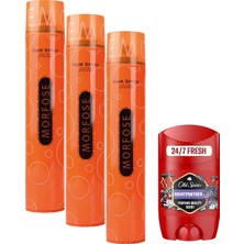 Morfose Ultra Strong Saç Spreyi 400ML 3 Adet + Old Spice Night Panther Erkek Deodorant Stick 50 ml