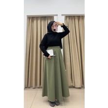 By Esma Eser Pileli Etek - Haki