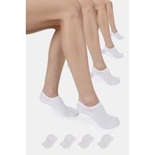 ERENART Bambu Kadın Sneaker Beyaz Çorap Dikişsiz Görünmez Bilekte Spor Çorap Premium 4'lü Paket