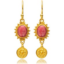 Ily Jewelry 925 Ayar Gümüş Altın Kaplama Mercan Küpe