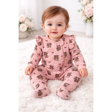 Aki Moda Kids  Kızbebek Ayocık  Desenli Pamuklu Fermuarlı  Yenidoğan Tulum