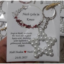 Umut Hediyecilik Kına Hatırası Hediyeliği Inci Yıldız Anahtarlık 8 Adet Kartlı