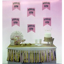 Eco Port Pembe Üzeri Gümüş Renk Hoşgeldin Kızım Bayrak Süs