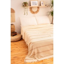 %100 Pamuk Çift Kişilik Püsküllü Pike, Yatak Örtüsü 200X240 cm