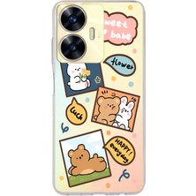 Manitoba Realme C55 Uyumlu Baskılı Yumuşak Silikon Şeffaf Telefon Kılıfı