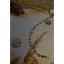 Velora Accessories Xuping Model Yonca Zirkon Taşlı 14K Altın Kaplama Kadın Bileklik