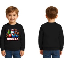 Sedirli Unisex Roblox Baskılı Çocuk Swaetshirt 3 Iplik Şardonlu