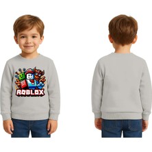 Sedirli Unisex Roblox Baskılı Çocuk Swaetshirt 3 Iplik Şardonlu