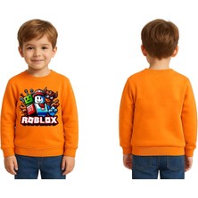 Sedirli Unisex Roblox Baskılı Çocuk Swaetshirt 3 Iplik Şardonlu