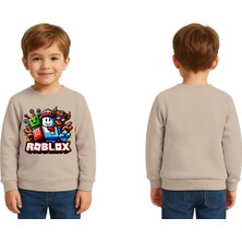 Sedirli Unisex Roblox Baskılı Çocuk Swaetshirt 3 Iplik Şardonlu