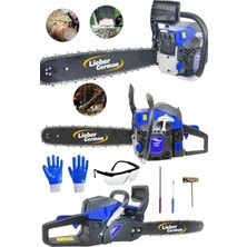 Lieber German Teknoloji 2.4 Hp Çift Egsoz Benzinli Ağaç Odun Dal Bıçkı Kesme Zincirli Ağaç Kesme Motoru Makinesi