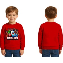 Sedirli Unisex Roblox Baskılı Çocuk Swaetshirt 3 Iplik Şardonlu