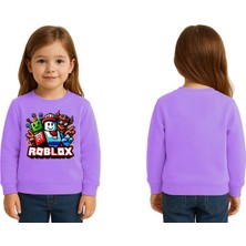 Sedirli Unisex Roblox Baskılı Çocuk Swaetshirt 3 Iplik Şardonlu