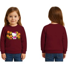 Sedirli Unisex Hello Kity Baskılı Çocuk Swaetshirt 3 Iplik Şardonlu