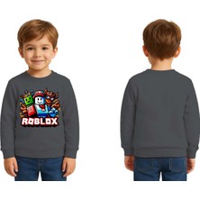 Sedirli Unisex Roblox Baskılı Çocuk Swaetshirt 3 Iplik Şardonlu