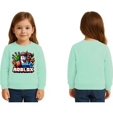 Sedirli Unisex Roblox Baskılı Çocuk Swaetshirt 3 Iplik Şardonlu