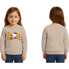 Sedirli Unisex Hello Kity Baskılı Çocuk Swaetshirt 3 Iplik Şardonlu