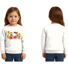 Sedirli Unisex Hello Kity Baskılı Çocuk Swaetshirt 3 Iplik Şardonlu
