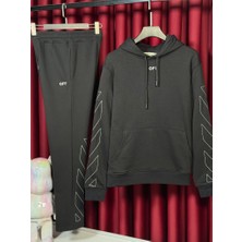 Off-White Stripe Detaylı Siyah Eşofman Takımı