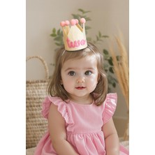 Niksy Design Two Pembe Ponponlu Mini Doğum Günü Tacı - 2 Yaş Kız Bebek Parti Şapkası