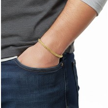 Hg.Aksesuar Erkek Tilki Kuyruğu Çelik Zincir Bileklik 4mm Köşeli