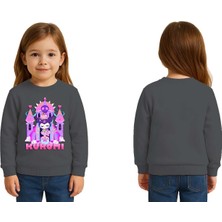 Sedirli Unisex Kuromi Baskılı Çocuk Swaetshirt 3 Iplik Şardonlu
