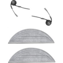 Ropalde Roborock S8 Pro Robot Süpürge Uyumlu 2 Adet Yan Fırça, 2 Adet Mop Bezi-Yedek Parça Seti