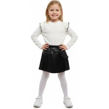 Miss Melinda Deri Etekli Fırfır Detaylı Bluz Kız Çocuk Takım