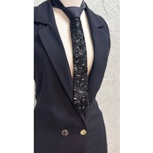 Maison MeDa Kadın Siyah El Işçiliği Taş Işlemeli Kravat – Lüks Aksesuar