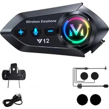 Y12  Motor Kask Kulaklık Rgb Modlu Radyolu Motosiklet Kulaklık 5.3 Bluetooth Intercom Kozmix