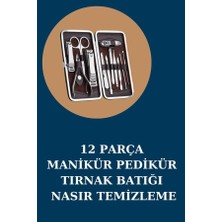 12 Parça Manikür Pedikür Seti Özel Deri Çanta El Ayak Bakımı Akne ve Sivilce Temizleme (Hk-Wo