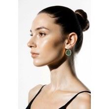 Karya Takı Yeşil Taşlı Bayan Küpe 925 Ayar Gümüş