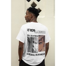 Sevbano Eren Yaeger Attack On Titan Sırt Baskılı Unisex Oversize Anime Tişört
