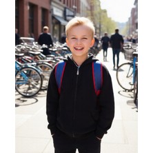 Jelibon Unisex Çocuk 3 Iplik Şardonlu Fermuarlı Kapüşonlu Okul HIRKA-439632