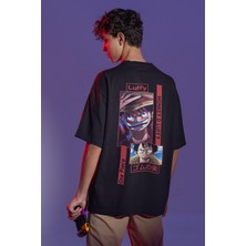 Sevbano Monkey D. Luffy Sırt Baskılı Unisex Oversize One Piece Anime Tişört