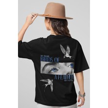 Sevbano Birds Of A Feather Yazılı Billie Eilish Sırt Baskılı Unisex Oversize Şarkıcı Tişört