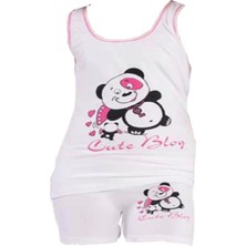 Kiviva Kız Ayı Baskılı Geniş Askılı Elastane Takım