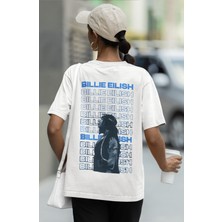 Sevbano Tasarım Billie Eilish Sırt Baskılı Unisex Oversize Şarkıcı Tişört