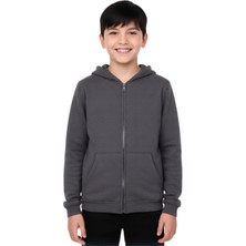 Jelibon Unisex Çocuk 3 Iplik Şardonlu Fermuarlı Kapüşonlu Okul HIRKA-439632