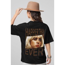 Sevbano Happier Than Ever Billie Eilish Sırt Baskılı Unisex Oversize Şarkıcı Tişört